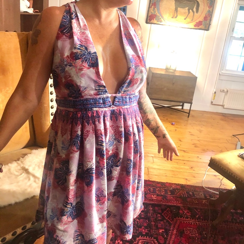 Free People NWT silky halter backless dress L - Picture 1 of 8